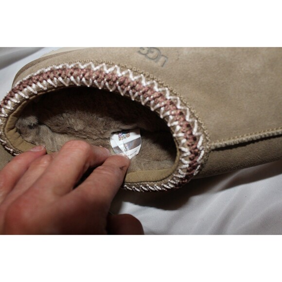 UGG WOMEN'S US 6 SUEDE SHEARLING LINED TASMAN SLIPPERS ANTELOPE TAN NWOB - Picture 4 of 7